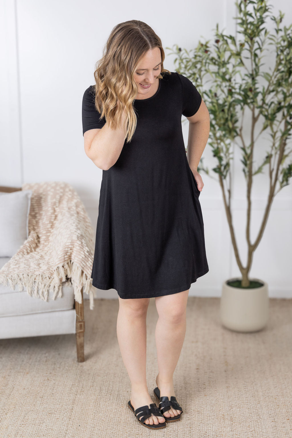 Roxy Swing Tunic Dress - Black
